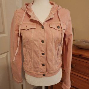 Loft Soft Pink Hoodie Denim Jacket